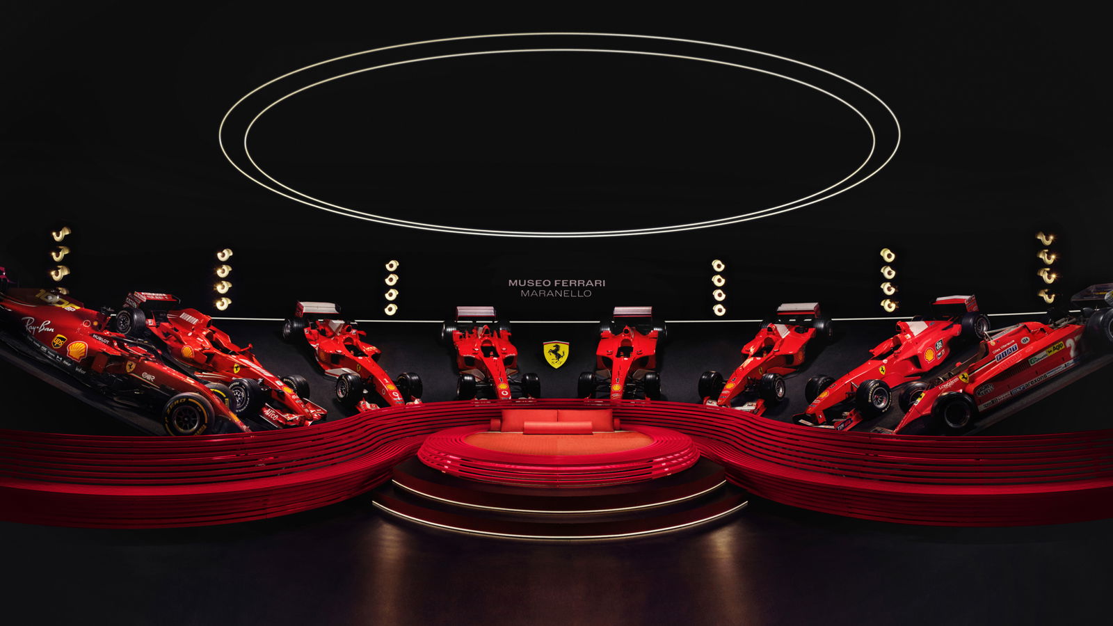 The Ferrari Museum's Salle della Vittorie, complete with bed
